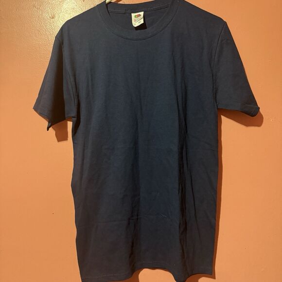 5 Fruit of the Loom Mens TShirt S Small Dark Blue Plain Solid Tee Shirts - Picture 2 of 5